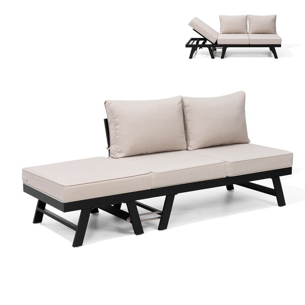 Outdoor Patio Convertible Sofa Daybed with Adjustable Back Cushioned Chaise Lounge Bench On Sale Bed Bath Beyond 37874530
