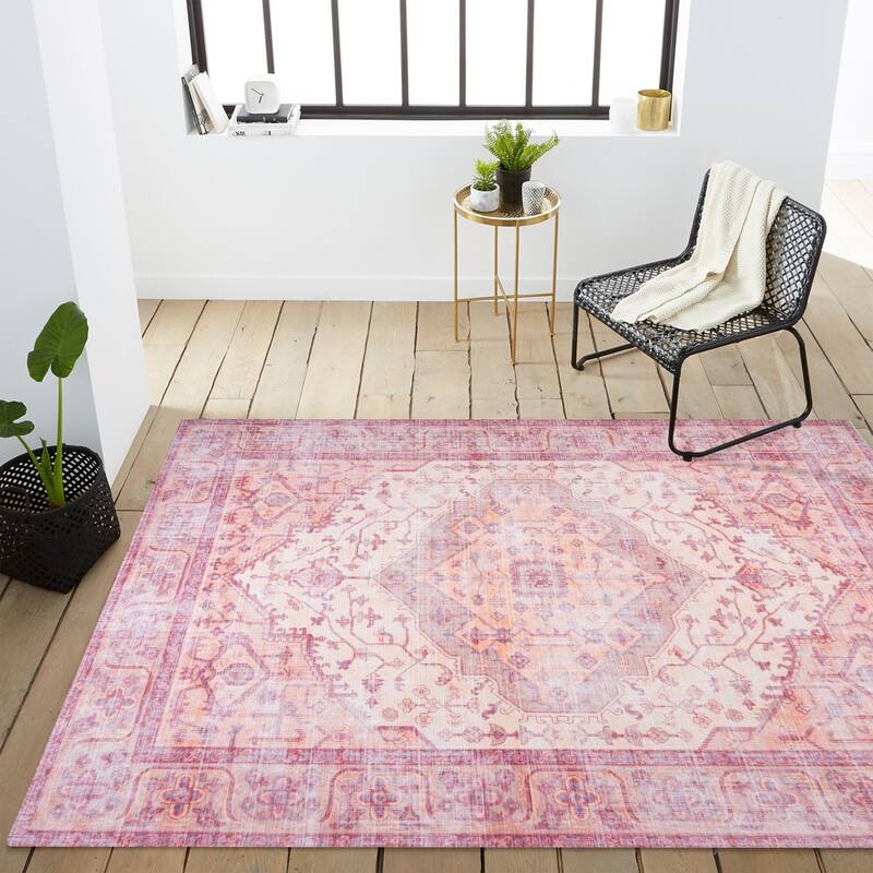JONATHAN Y Kemer Ogee Medallion Machine Washable Area Rug
