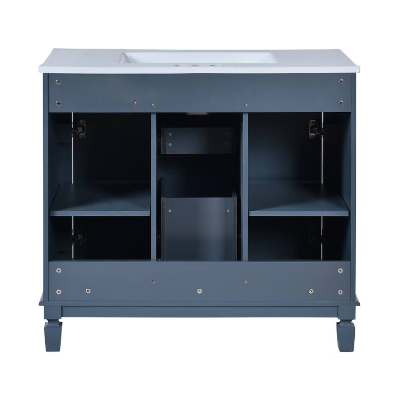 GDFStudio - Carrinford Modern Freestanding Bathroom Vanity with Ceramic Sink and 2 Soft Closing Doors & 2 Drawers