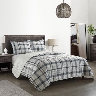 Dearfoams Willisville Micromink 3pc Quilt Set with Micromink Reverse