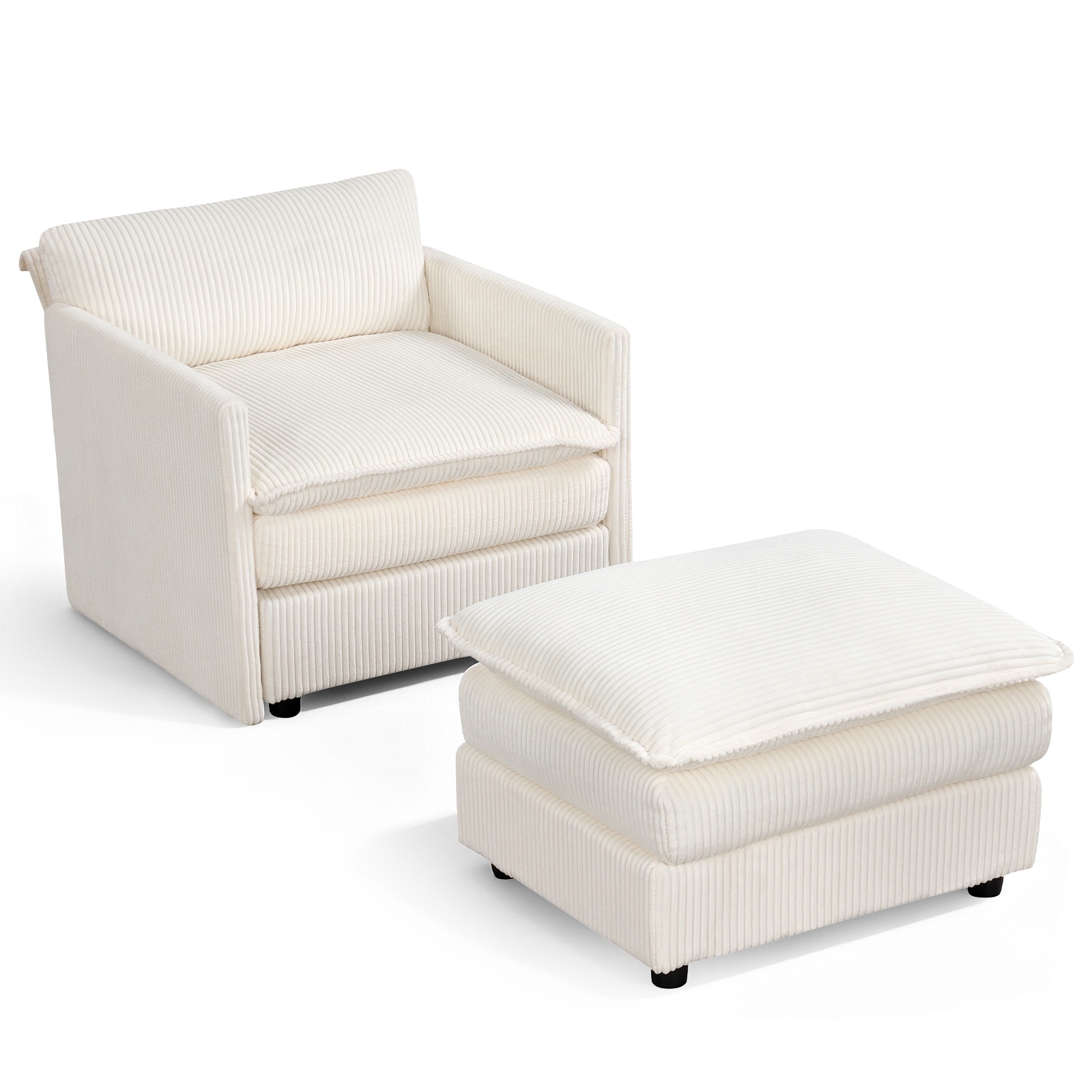 Gymax Oversized Accent Chair w/ Ottoman Soft Cushions & Deep Seat for