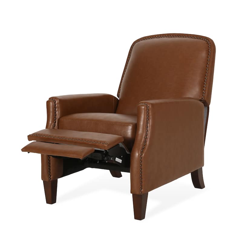 Adjustable Recliner Chair Faux Leather Armchair, Upholstered Recliner with Rivet Trim Single Sofa Accent Chair for Living Room