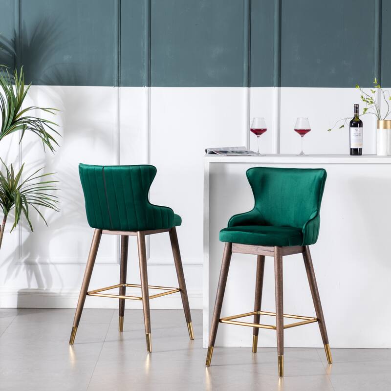 Upholstered Wingback Bar Stools, Set of 2
