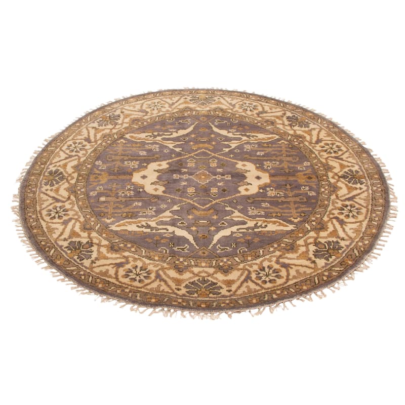 ECARPETGALLERY Hand-knotted Royal Oushak Grey, Purple Wool Rug - 7'0 x 7'0