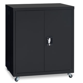 Metal Storage Cabinet with Wheels, Lockable Storage Cabinet with Doors