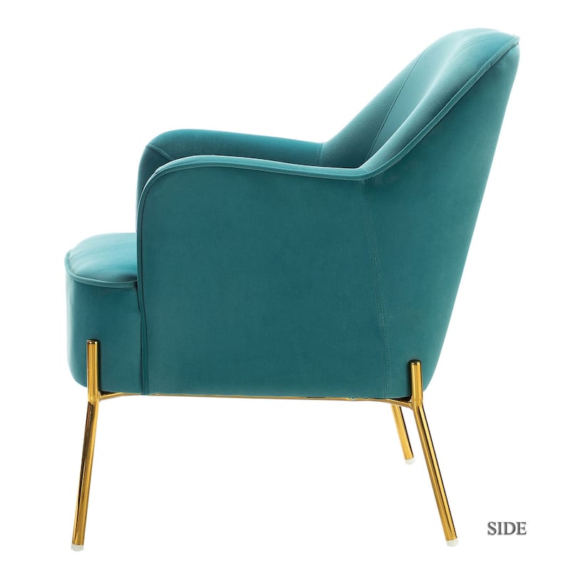 Barbara Modern Velvet Accent Chair for Bedroom with Metal Legs by HULALA HOME