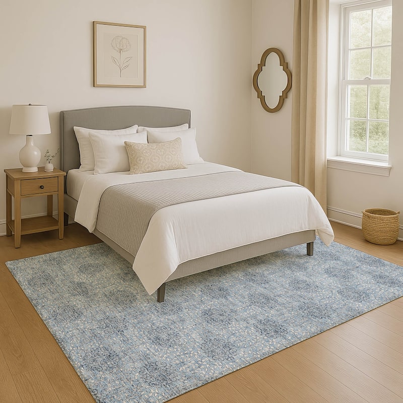 Premium Washable Super Soft Casual Imprints Mayfield Rug - Blue - 8' x 10'