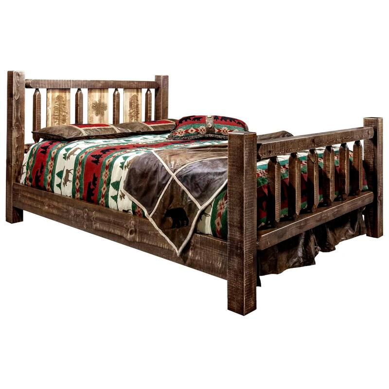 Renaissance King Bed - Rustic Pine Tree Design - Elegant Bedroom Furniture