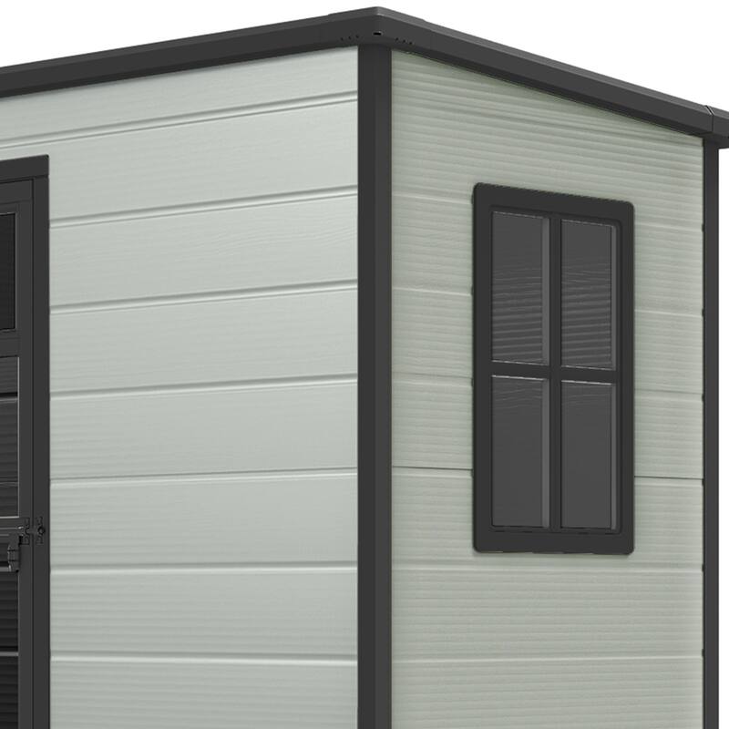 Moasis 5x3FT Outdoor Storage Shed with Floor, Windows, and Lockable Door - 5' X 3'