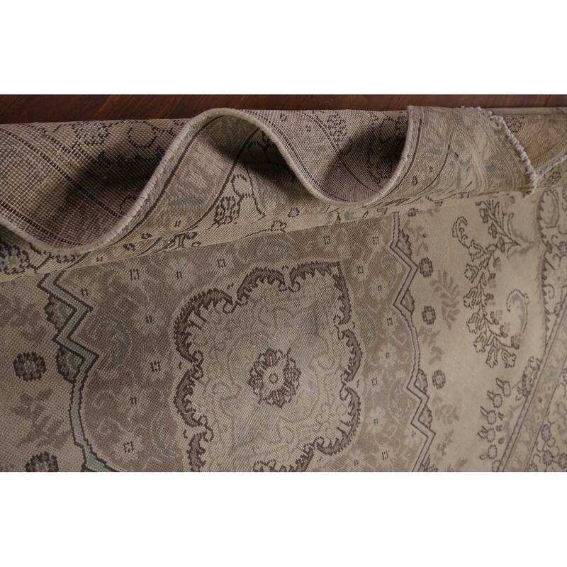 Distressed Tabriz Vintage Persian Rug Handmade Wool Carpet - 6'7" x 9'6"