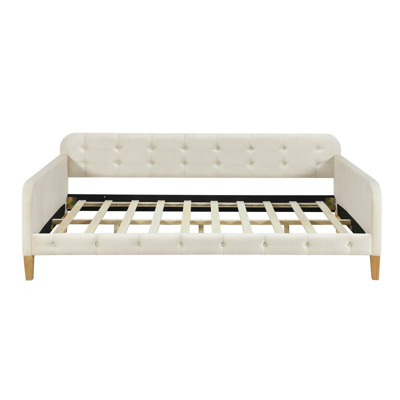 Upholstered Daybed w4 Support Legs, Button Tufting Loveseat Sofa Bed