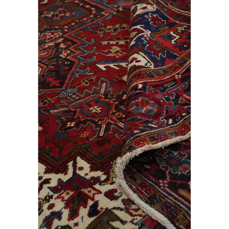 Hand Knotted Oriental 100% Wool Carpet Traditional Medallion Red Heriz Area Rug - 9' 11'' X 8' 0''