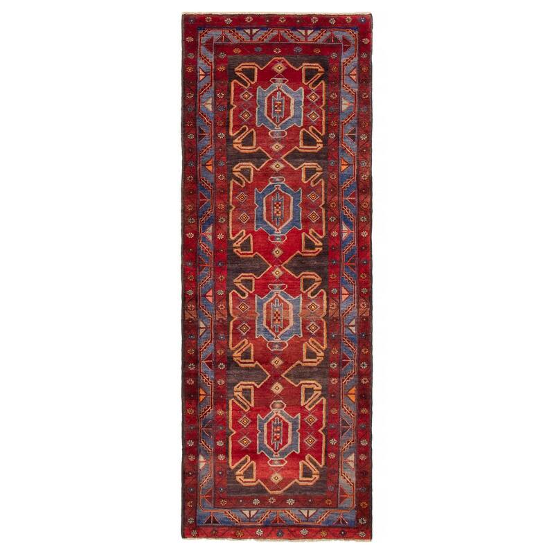ECARPETGALLERY Hand-knotted Konya Anatolian Red Wool Rug - 3'5 x 10'0 - Dark Red - 3'5 x 10'0