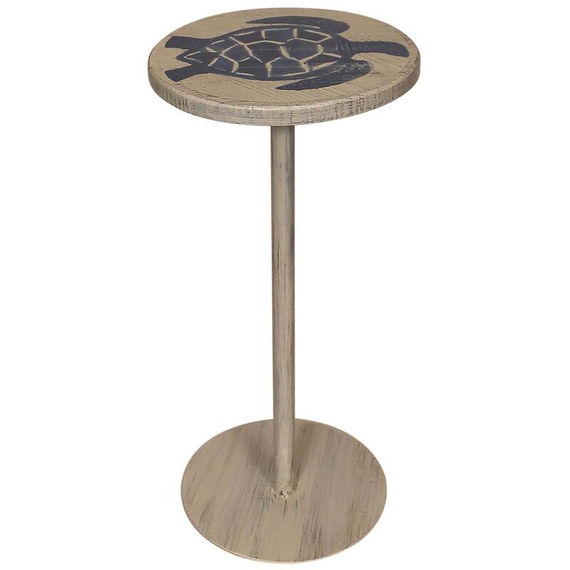 Small Coastal Round Drink Table - Turtle