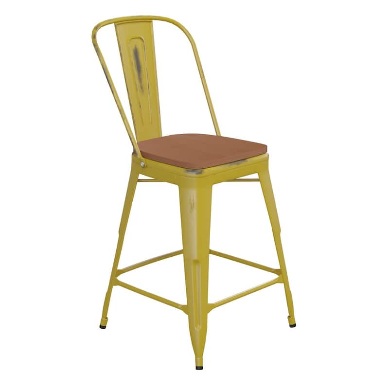 All-Weather Counter Height Stool with Poly Resin Seat