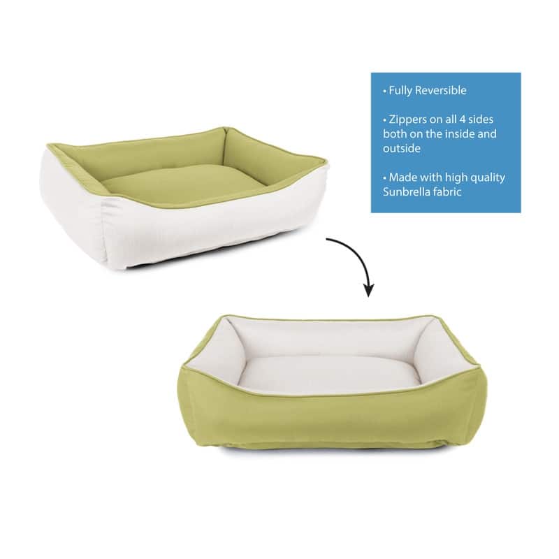 Sunbrella Indoor/Outdoor Reversible Double Sided, Cuddler Dog Bed with Bumper