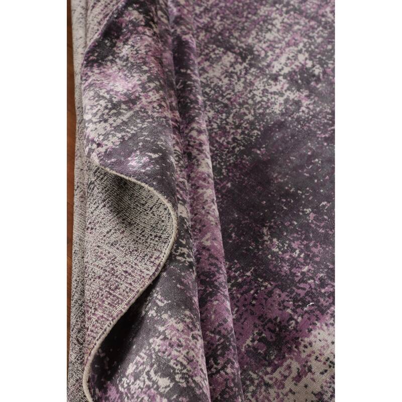 Contemporary Abstract Indian Square Area Rug Hand-Knotted Wool Carpet - 6'8" X 6'9"