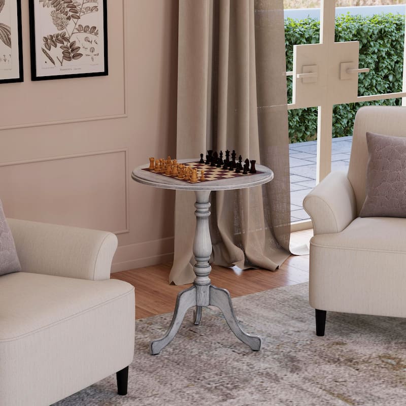 Colbert 22 in. W Round Wood Pedestal Game/Accent Table