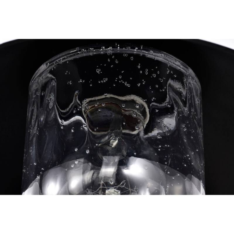 Ridge Small Outdoor Lantern Black Finish Clear Seeded Glass