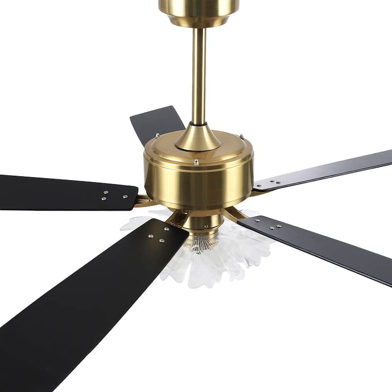 52" Modern Gold Acylic Flower Diammable Ceiling Fan with Light and Remote