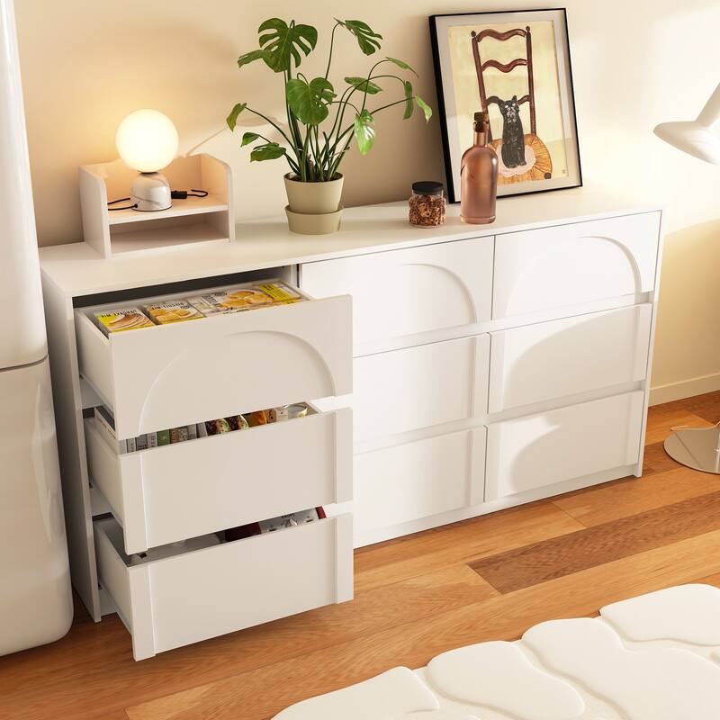 White 9-Drawer Dresser with Modern Design and Safety Features - White