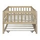 preview thumbnail 45 of 46, Wooden Daybed, Twin Sofa Bed with Trundle and Fence Guardrails for Kids Teens Adults, Wood Slat Support, No Box Spring Needed