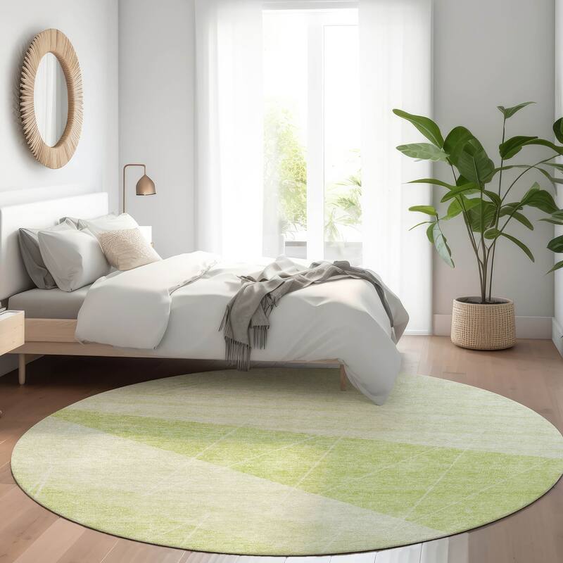 Machine Washable Indoor/ Outdoor Chantille Modern Prism Rug - Aloe - 8' x 8'