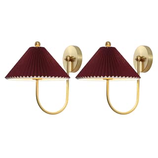 SAFAVIEH Chrissy 14-inch Fabric & Metal Wall Sconce (Set of 2) - 14"W x 12"D x 14"H