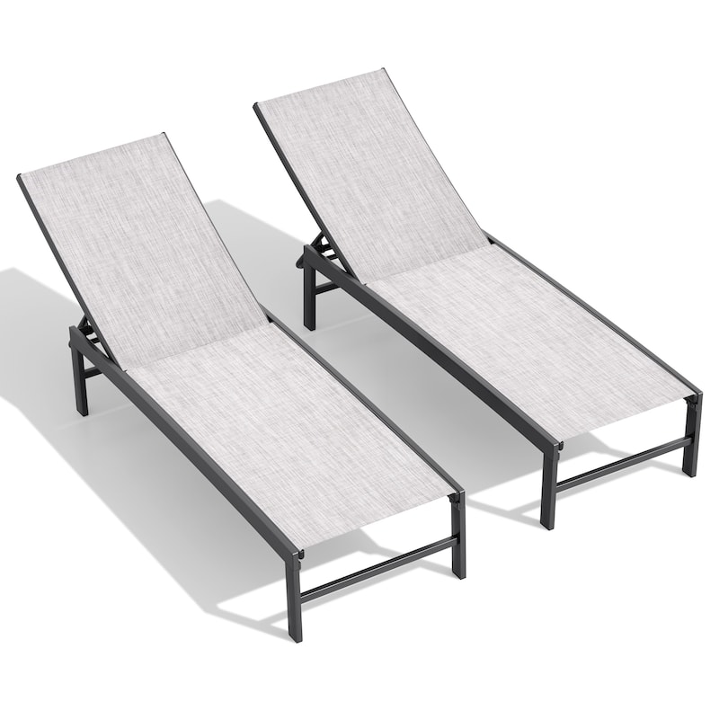 Outdoor Pool Lounger All-weather Adjustable Chaise Lounge Chair