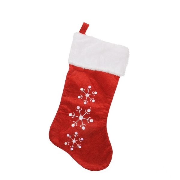 19" Red and White Snowflake Embroidered Christmas Stocking. Opens flyout.