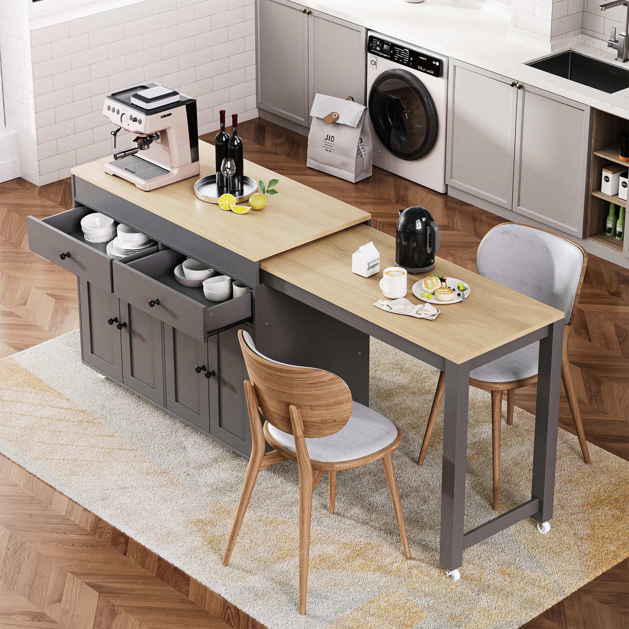 Kitchen island with seating and microwave cheap