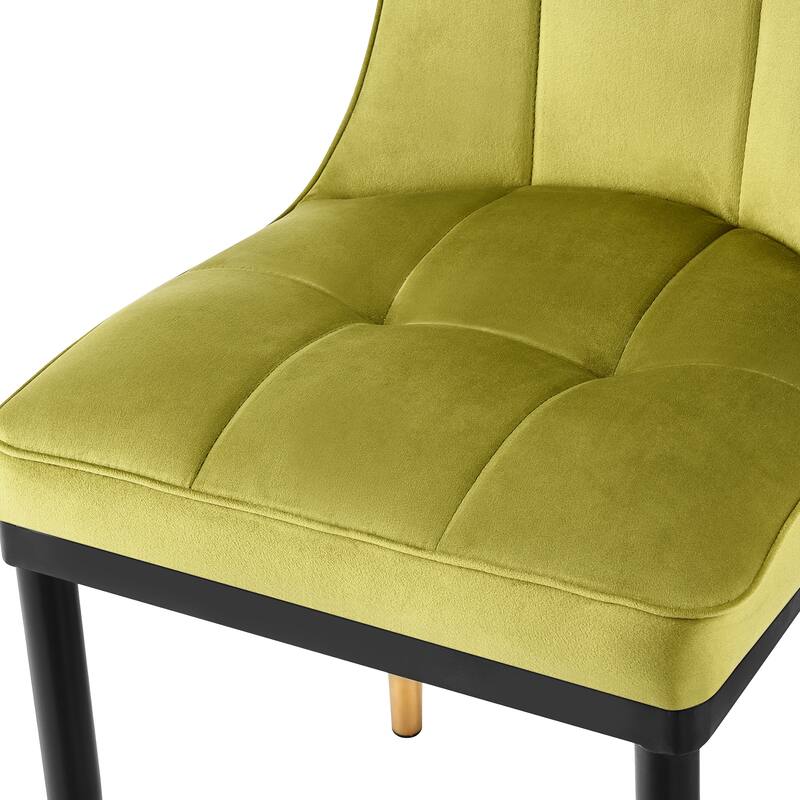 Velvet Upholstered Dining Chairs with Metal Legs, Set of 2/4 - 35.8"H x 18.9"W x 23.2"D