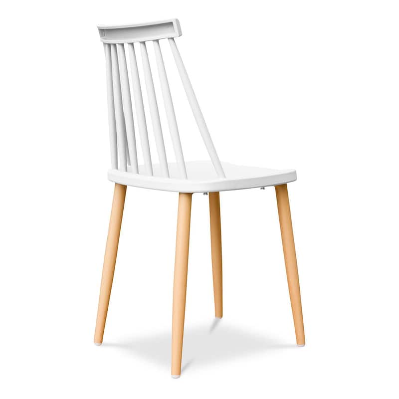 HomeRoots White And Natural Metal and Plastic Windsor Back Dining Side Chair