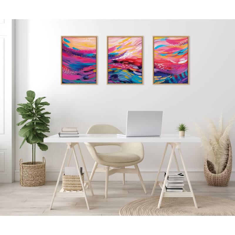 Kate and Laurel Sylvie Burshstrokes Canvas Art Set by Jessi Raulet