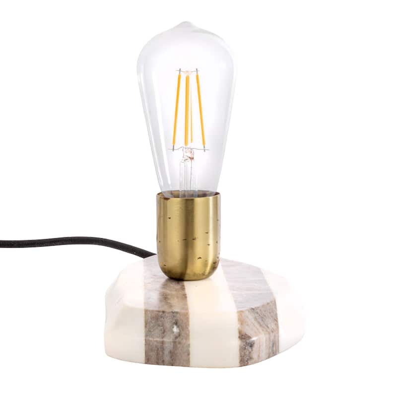 Marble Striped Wall Sconce with Inline Switch, White and Buff Color - 9.0"L x 5.0"W x 3.3"H