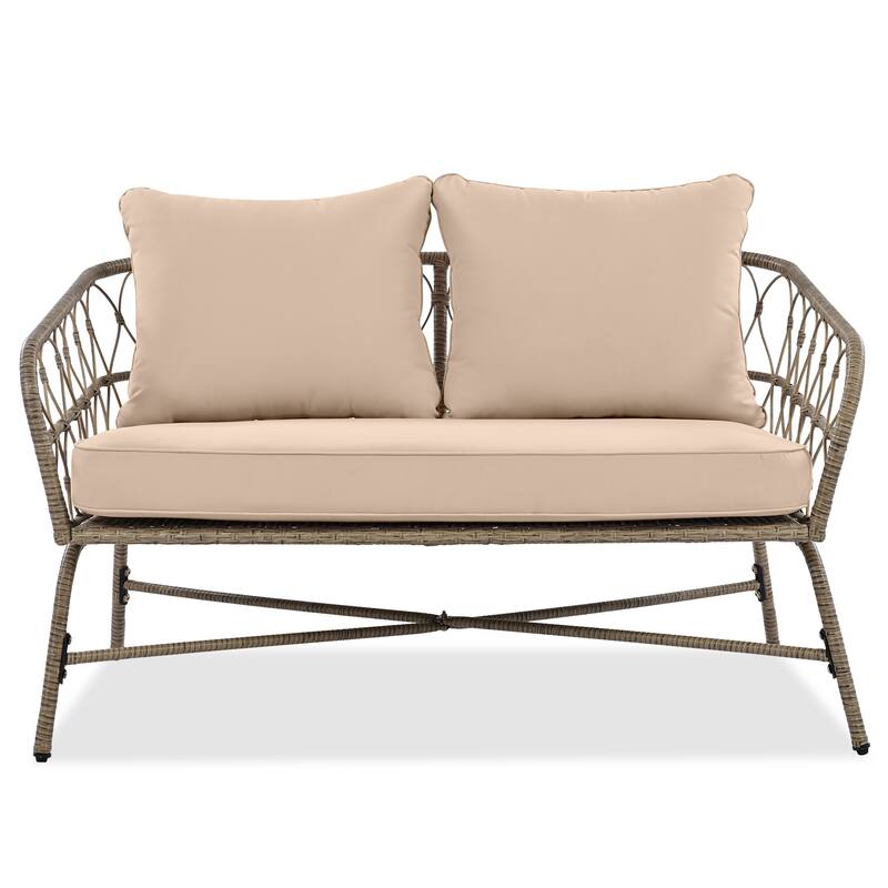 Rowan Outdoor Farmhouse Chat Sets with Cushion by GDFStudio