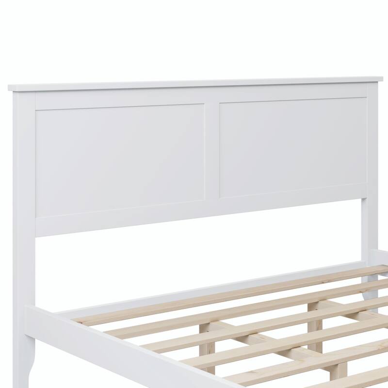 Modern Solid Wood Platform Bed with Sturdy Wooden Slat Support