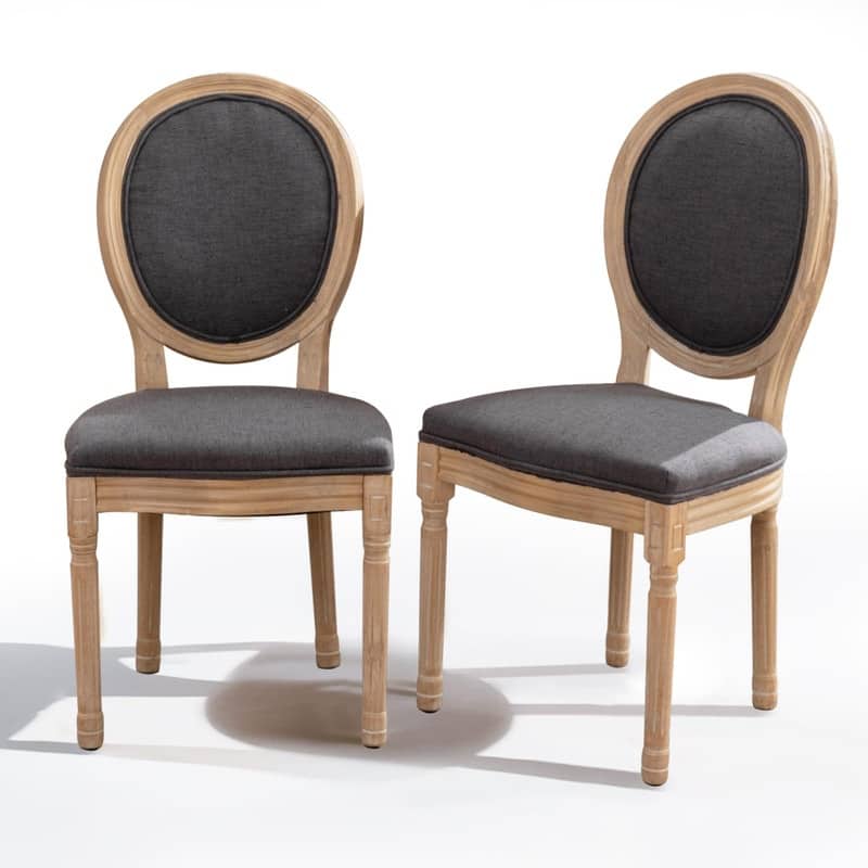 Upholstered French Style Nailhead Dining Chairs(Set of 2)