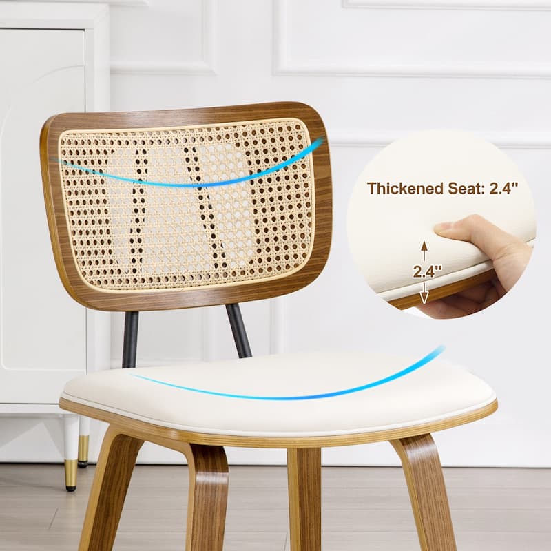 Faux Leather Upholstered Dining Chairs Set of 2/4 with Wood Legs - 32.3"H x 18.5"W x 21.8"D