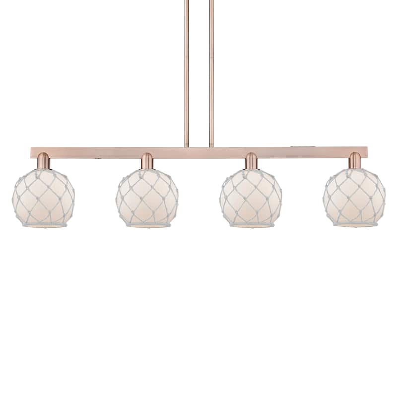 Innovations Lighting 716-4I-11-51 Farmhouse Rope Linear Farmhouse Rope - Antique Copper / White Glass with White Rope