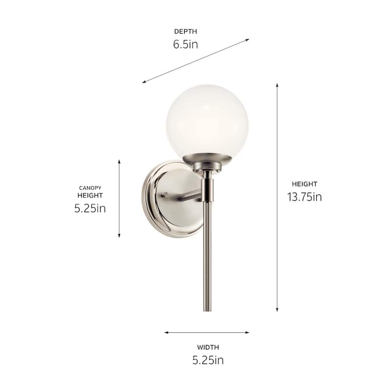 Benno 1-Light Wall Sconce with Opal Glass Shade