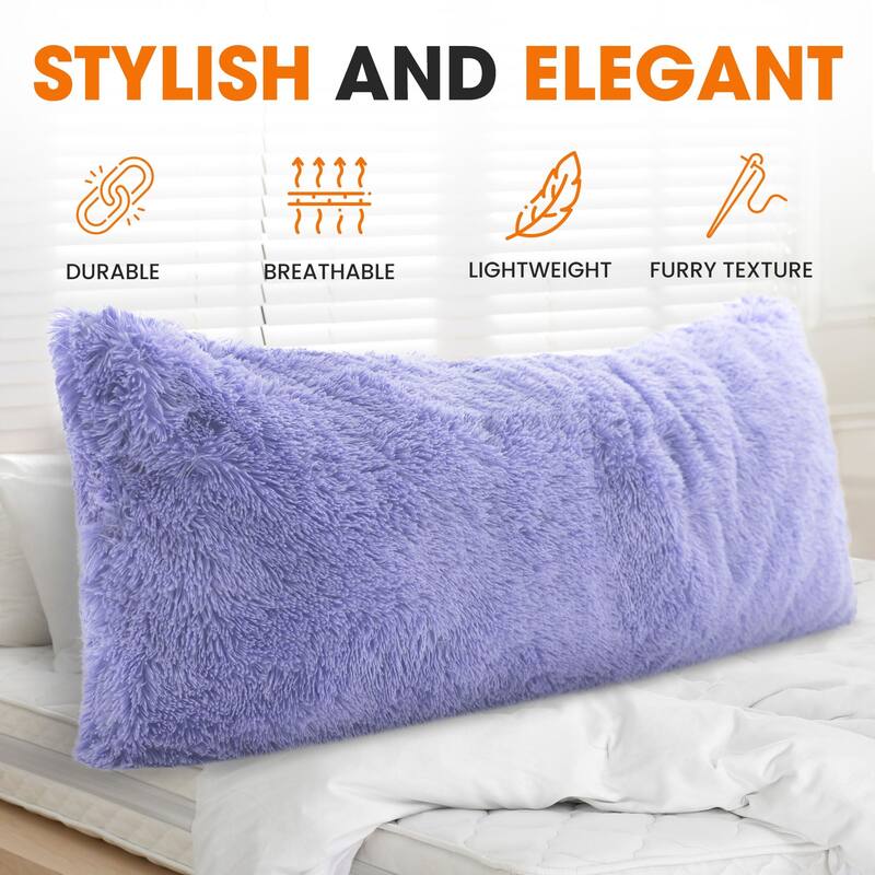Cheer Collection 20" x 54" Long Hair Shaggy Body Pillow