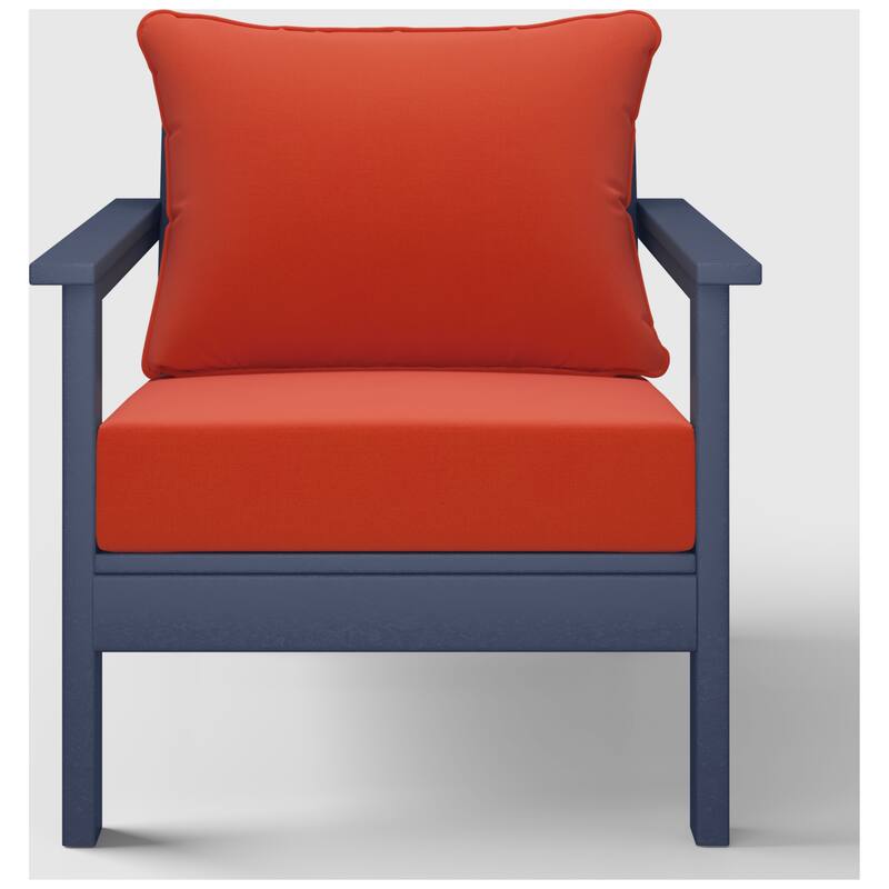 Birchwood All Weather HDPE Outdoor Patio Deep Seating Navy Blue Club Chair With Cushions (1-Piece)