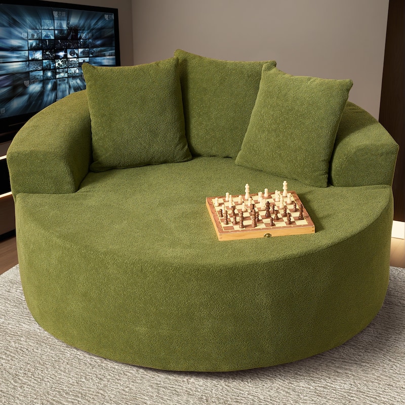 XIZZI Modern Round Plush Lounge Sofa with Cushions