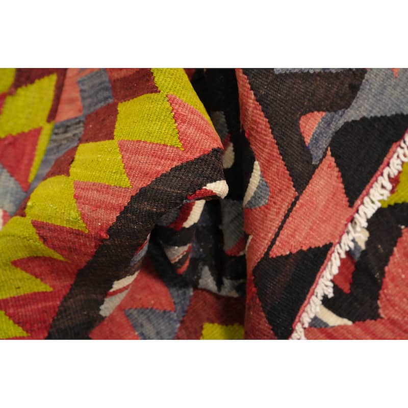 Hand Woven Oriental 100% Wool Carpet Southwestern Tribal Multi-Colored Kilim Area Rug - 10' 5'' X 5' 0''