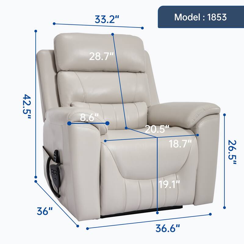 350 Lbs Leatherair Power Lift Recliner Chair, Heavy Duty Motion Mechanism With 8-Point Vibration Massage And Lumbar Heating