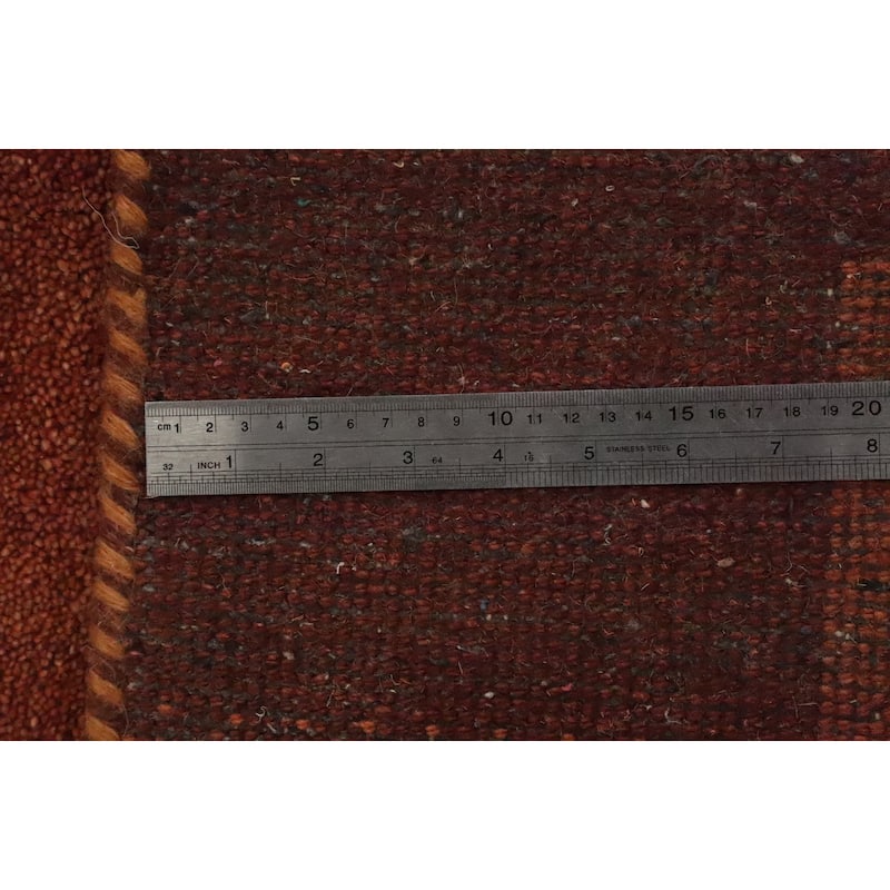 Hand Knotted Oriental 100% Wool Carpet Modern Solid Oranges & Rust Gabbeh Area Rug - 6' 6'' X 4' 8''