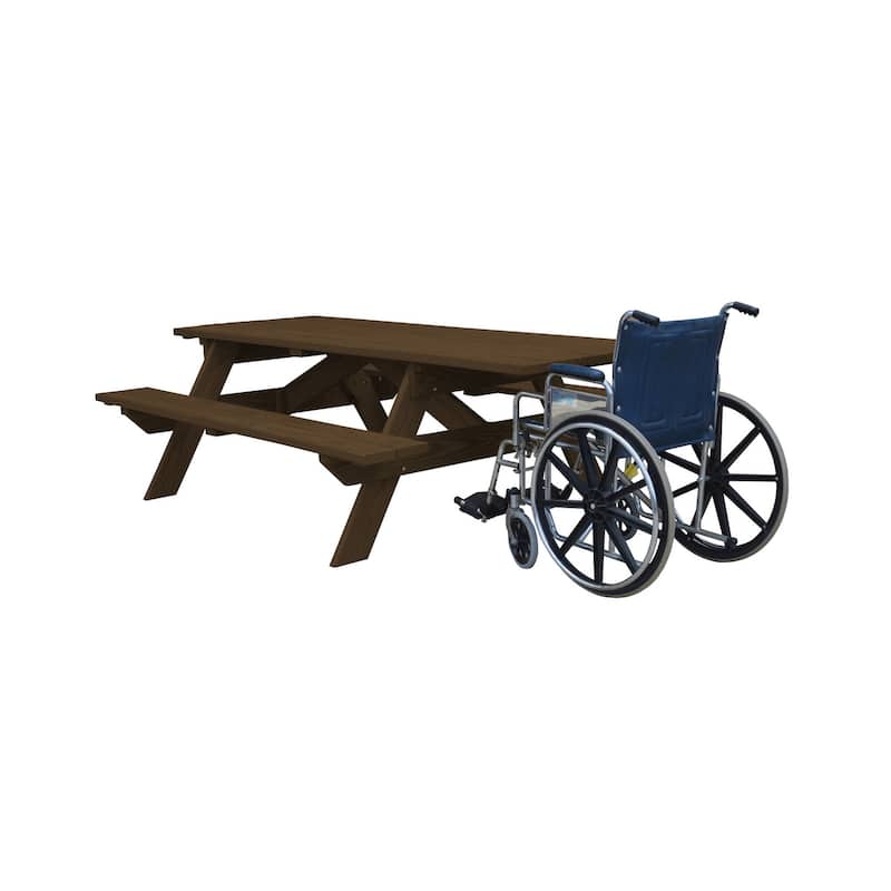 HomeRoots 94" Dark Brown Solid Wood Outdoor Picnic Table