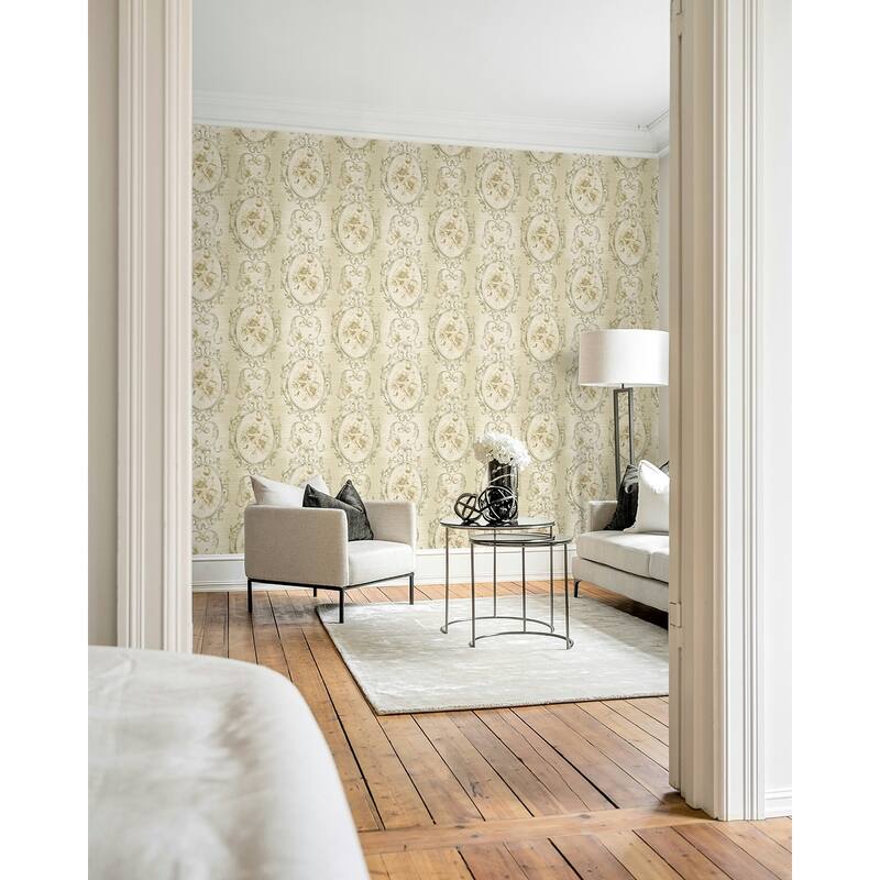 Seabrook Design Hera Floral Frame Unpasted Wallpaper