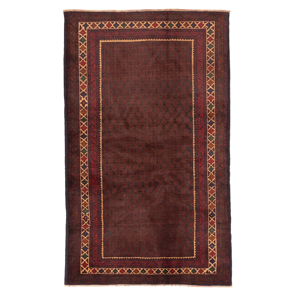 ECARPETGALLERY Hand-knotted Teimani Dark Red Wool Rug - 3'10 x 6'4
